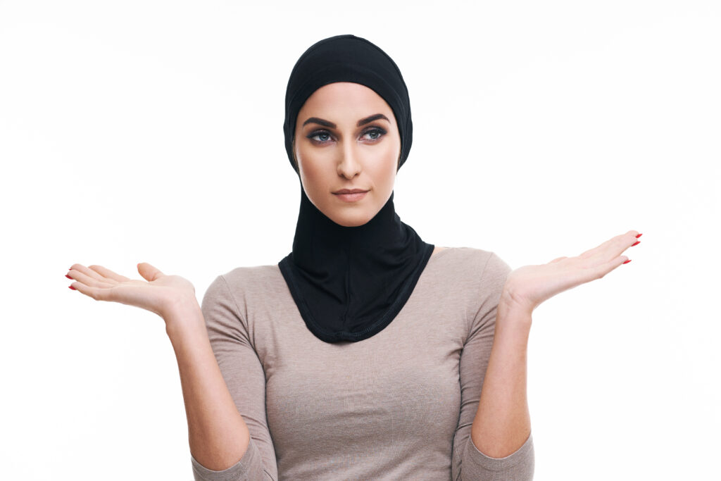 Muslim woman over white background